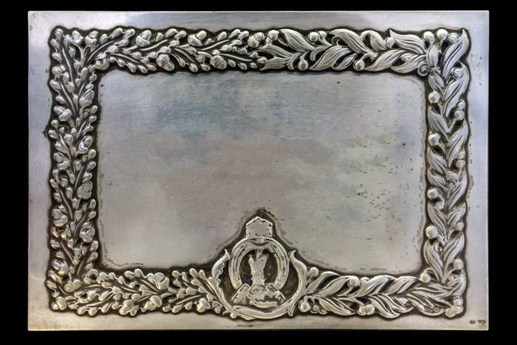 Antique silver tray, old but luxury plate