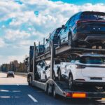 car transport truck driving on highway road